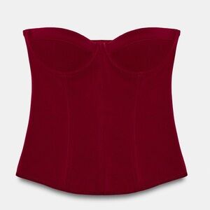 NEW Zara Strapless Bustier in Deep Burgundy